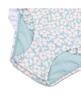 Bañador UV de manga larga para niña Green Flowers - Rebajas