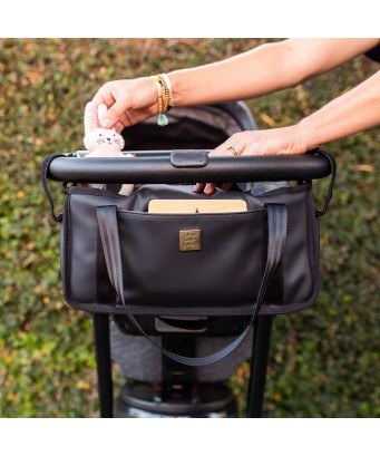 Organizador para cochecito Petunia Black Matte Leatherette