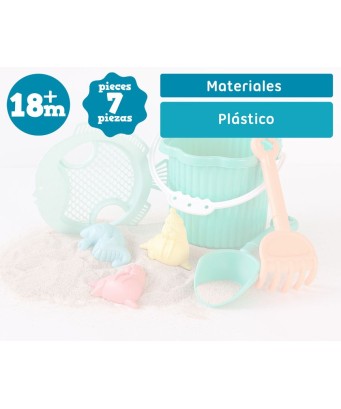 KioKids Set cubo de playa con 7 piezas +18 meses