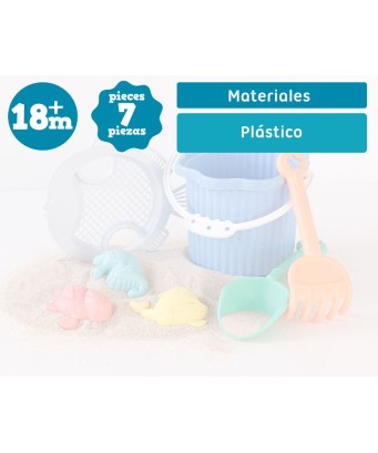 KioKids Set cubo de playa con 7 piezas +18 meses