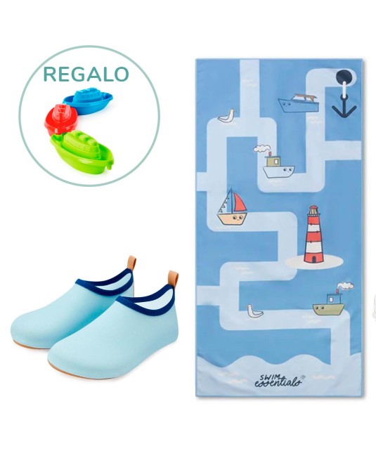Pack Toalla, escarpines y barcos de playa