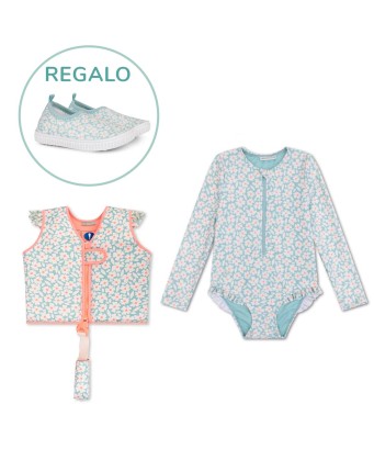 Pack Chaleco, traje de baño y zapatillas Green Flowers