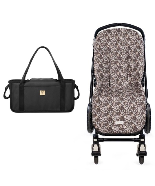 Pack Bolso negro Petunia y colchoneta para sillas anchas Blossom