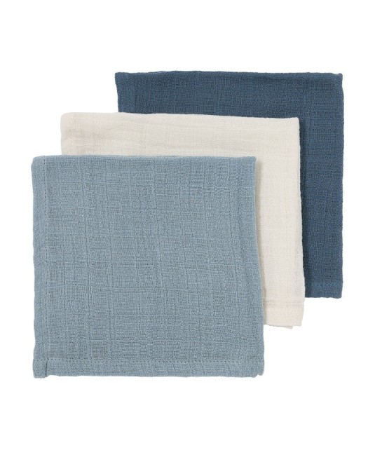 Meyco Pack de 3 muselinas para babitas o faciales blue