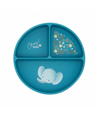 Sassi Plato de silicona con compartimentos Elefante