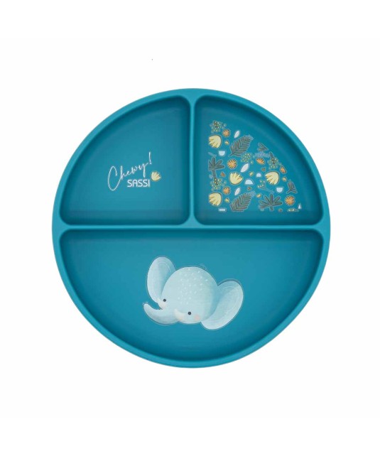 Sassi Plato de silicona con compartimentos Elefante