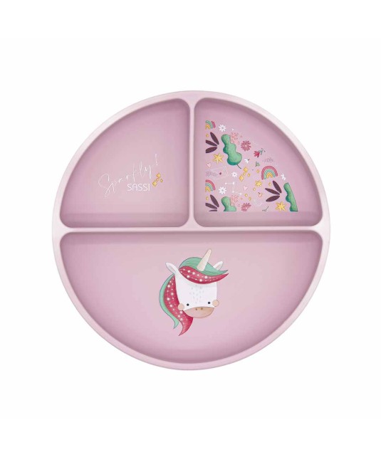 Sassi Plato de silicona con compartimentos Unicornio