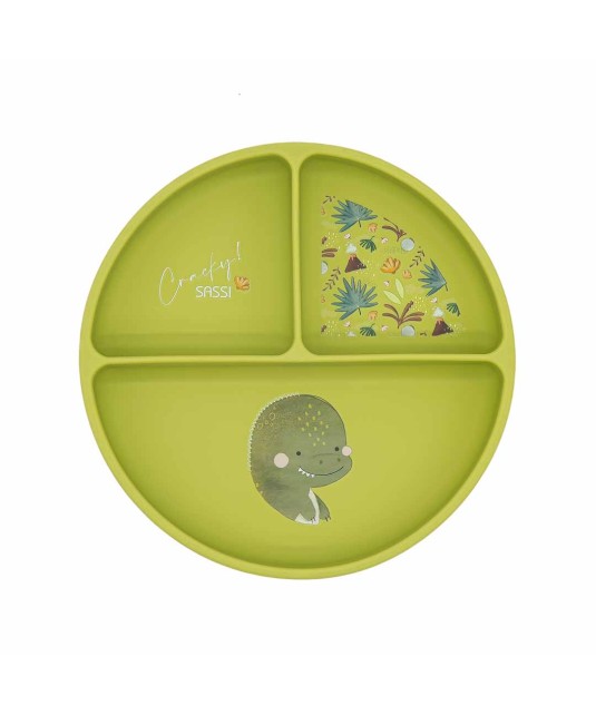 Sassi Plato de silicona con compartimentos Dinosaurio