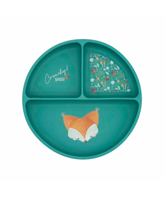 Sassi Plato de silicona con compartimentos Zorro