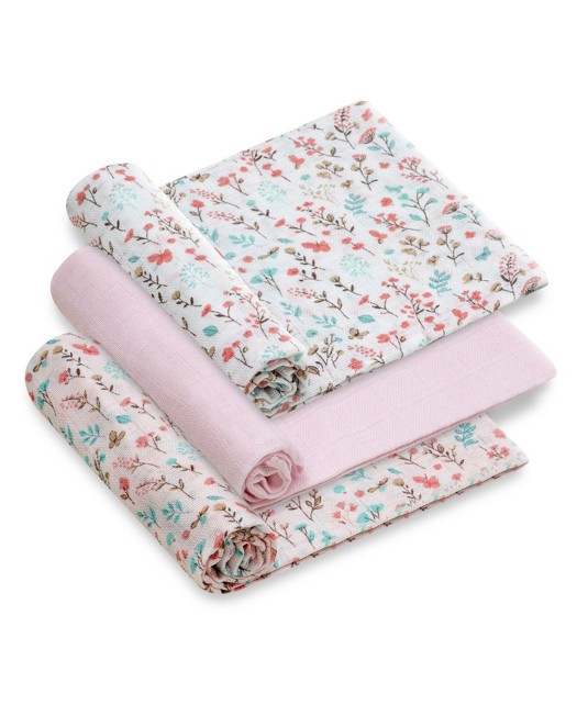 Interbaby Pack de 3 muselinas Petalos rosas