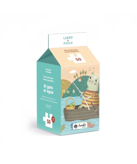 Gato al agua: Conjunto de puzle y libro